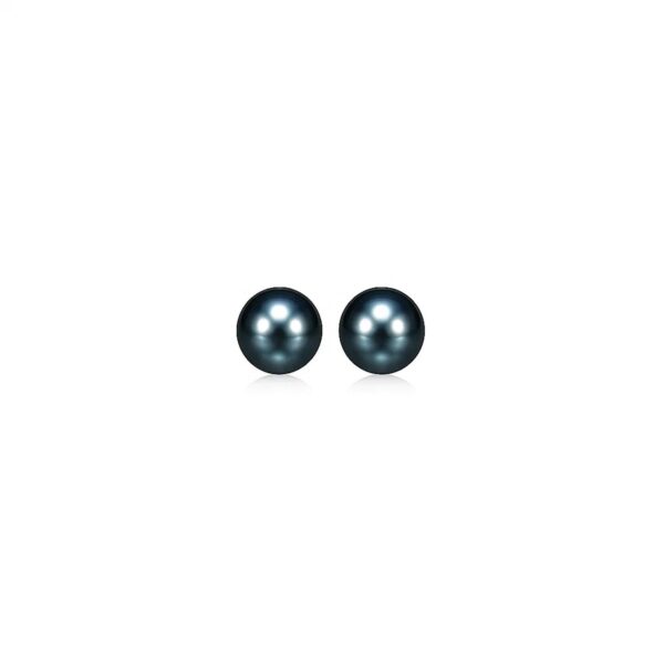 14k Yellow Gold Cultured Black Pearl Stud Earrings (6mm)