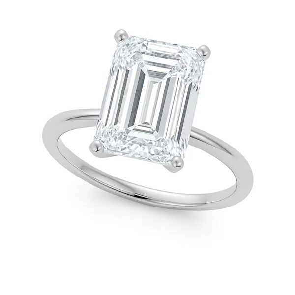 5 Carat Emerald Lab Grown IGI G/VS1 Diamond Solitaire Ring in 14K White Gold