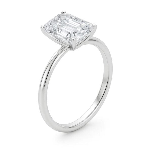 5 Carat Emerald Lab Grown IGI G/VS1 Diamond Solitaire Ring in 14K White Gold - alternate view 2