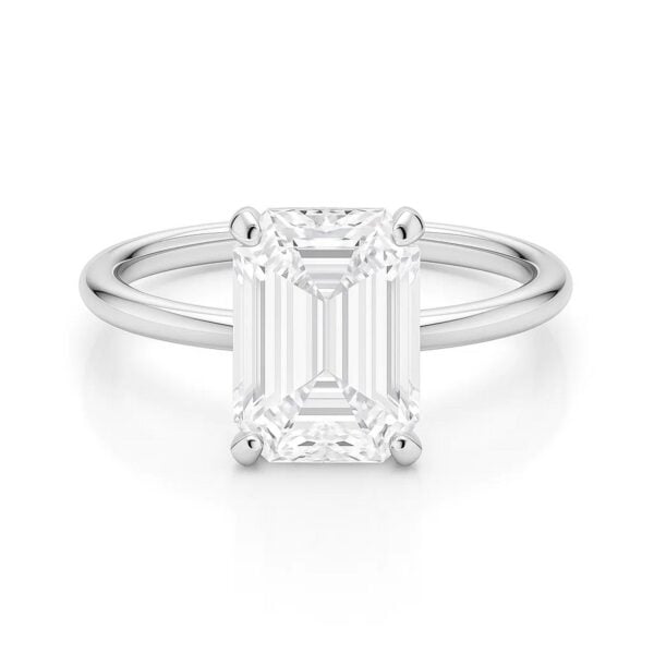 5 Carat Emerald Lab Grown IGI G/VS1 Diamond Solitaire Ring in 14K White Gold - alternate view 3