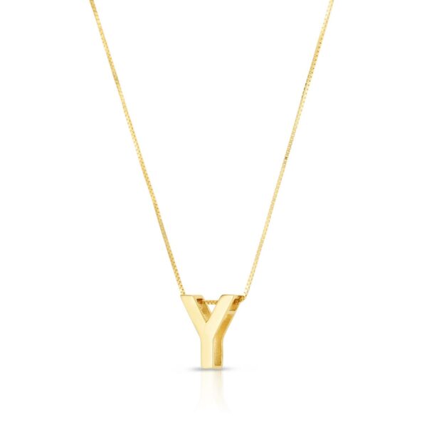 14K Yellow Gold Yours Truly Block Letter Initial Y Necklace