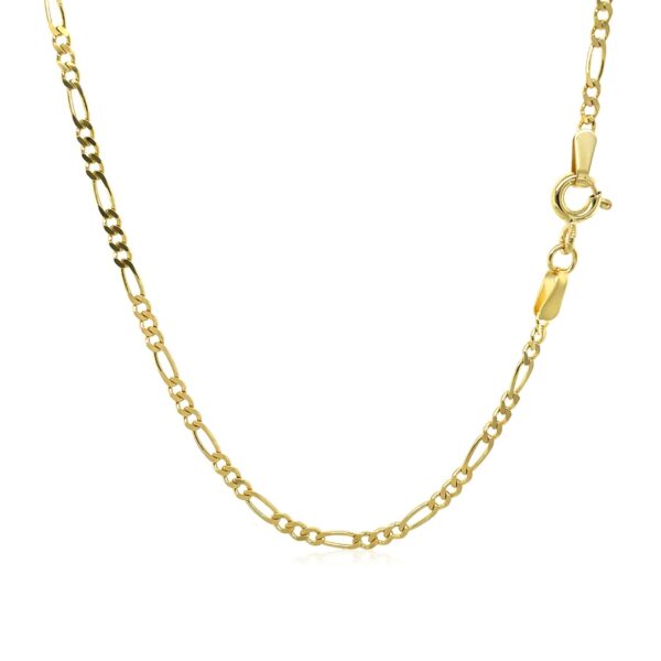 14k Yellow Gold Solid Figaro Chain (1.90 mm) - alternate view 3