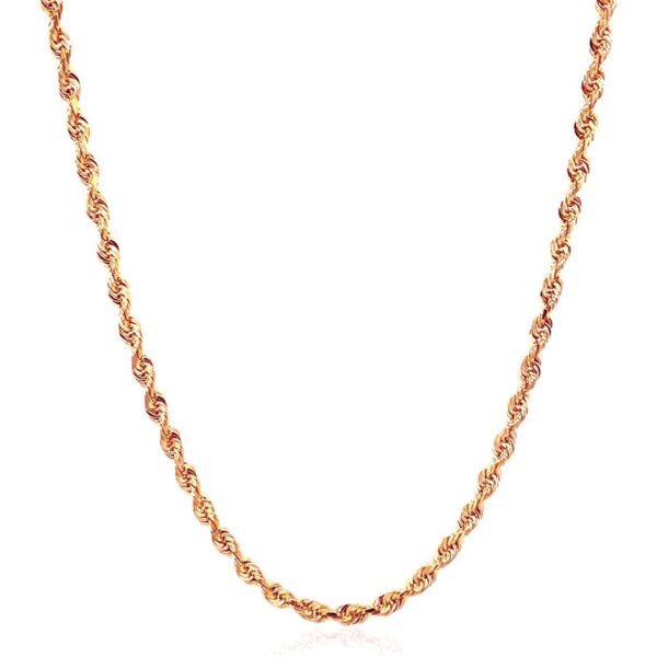 14k Rose Gold Solid Diamond Cut Rope Chain (4.00 mm) - alternate view 2
