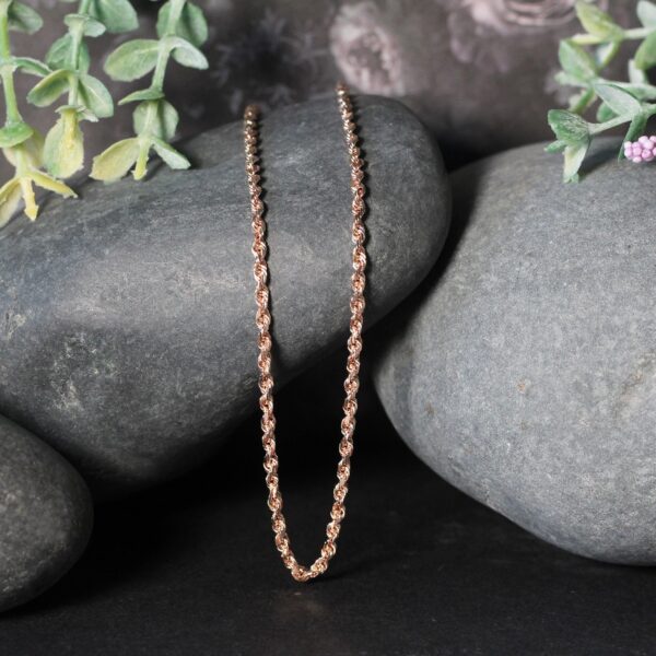 14k Rose Gold Solid Diamond Cut Rope Chain (4.00 mm) - alternate view 5
