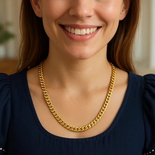 14k Yellow Gold Classic Miami Cuban Solid Chain (7.10 mm) - alternate view 3