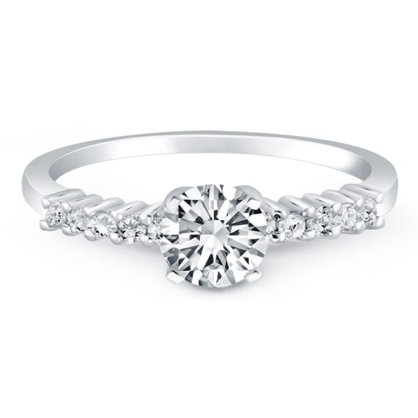 14k White Gold Shared Prong Accent Diamond Engagement Ring - alternate view 2