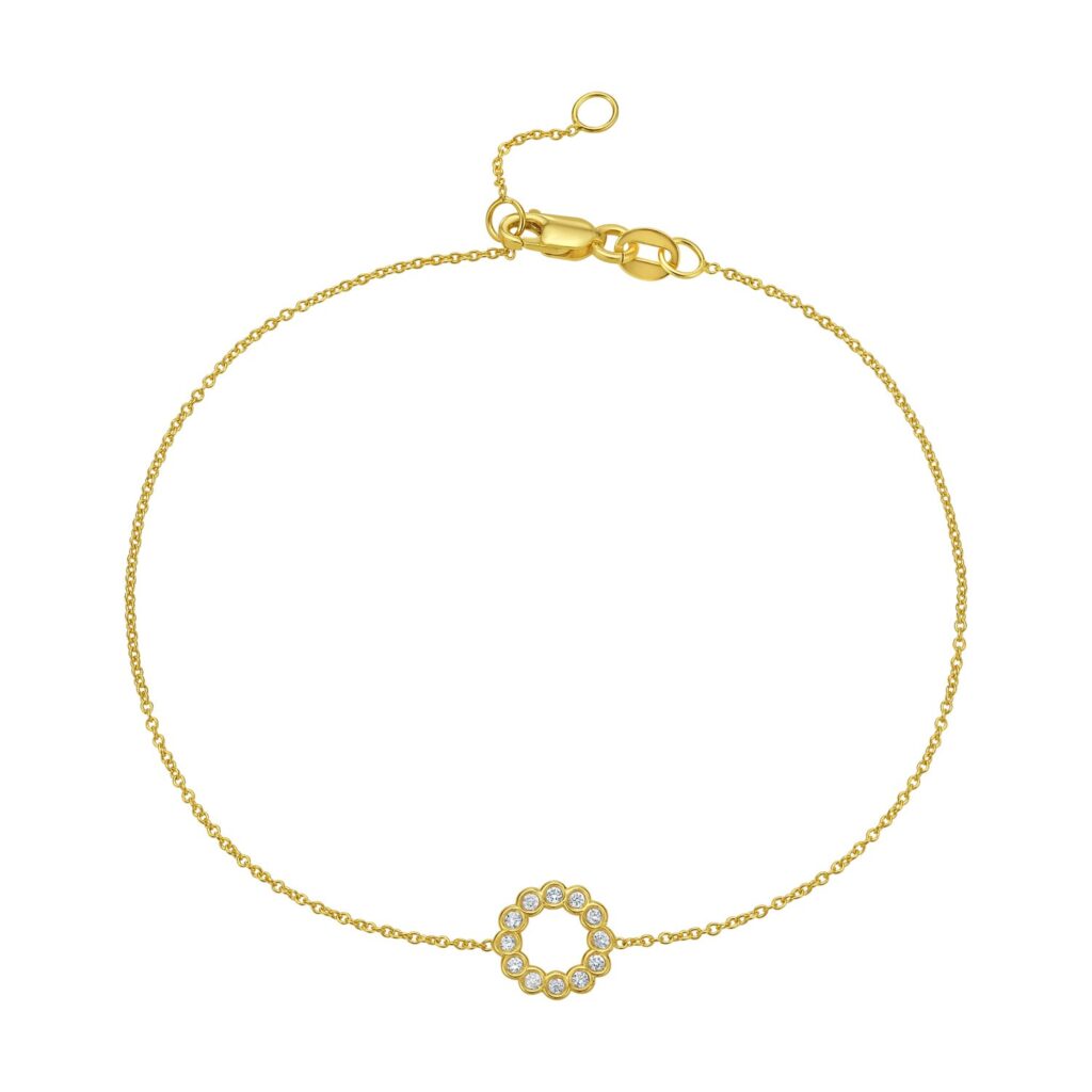 14K Yellow Gold Petite Diamond Circle Bracelet
