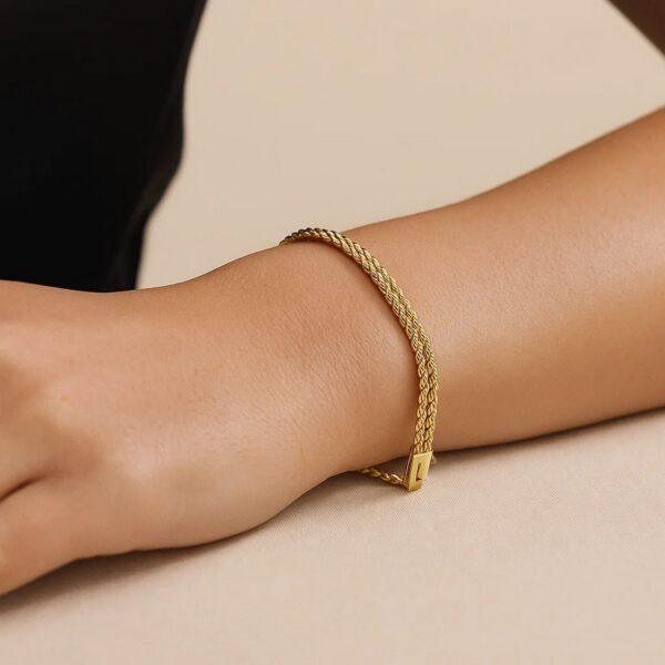 14k Yellow Gold Two Row Rope Bracelet (3.40 mm) - alternate view 3