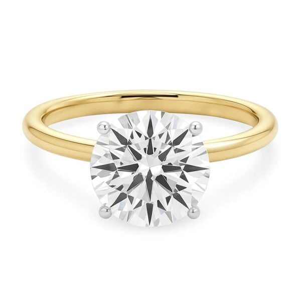 3 Carat Round Lab Grown IGI G/VS1 Diamond Solitaire Ring in 14K Yellow Gold - alternate view 3