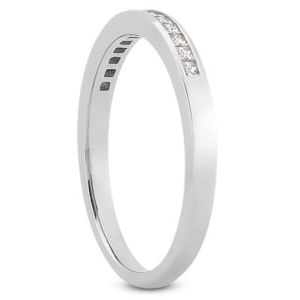 14k White Gold Channel Set Princess Diamond Wedding Ring Band - alternate view 2