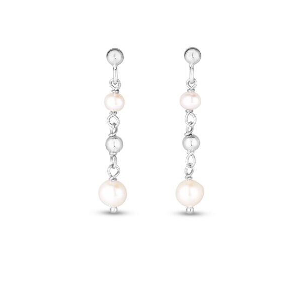 Sterling Silver Freshwater Pearl Bead Drop Earrings