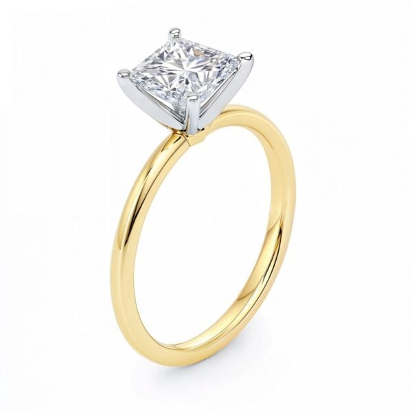 1.50Ct Princess Lab Grown IGI G/VS1 Diamond Ring in 14K Yellow Gold - alternate view 2