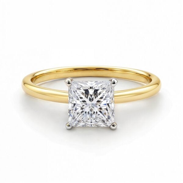 1.50Ct Princess Lab Grown IGI G/VS1 Diamond Ring in 14K Yellow Gold - alternate view 3
