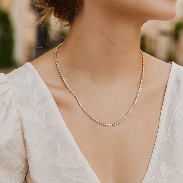 14K Two Tone Gold Diamon Oro Tennis Necklace (2.40 mm) - Two-Tone Gold - alternate view 3