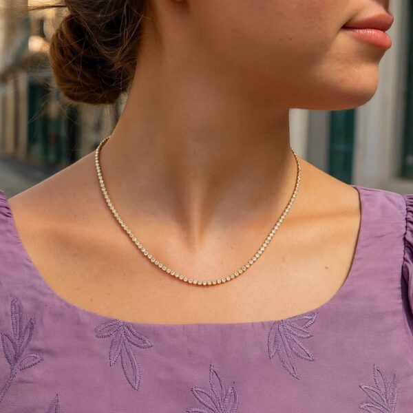14K Two Tone Gold Diamon Oro Tennis Necklace (2.40 mm) - Two-Tone Gold - alternate view 4