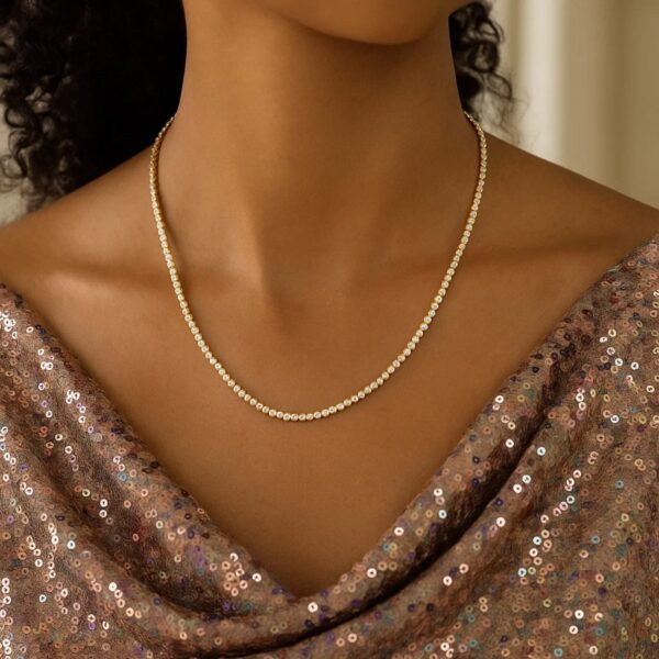14K Two Tone Gold Diamon Oro Tennis Necklace (2.40 mm) - Two-Tone Gold - alternate view 5