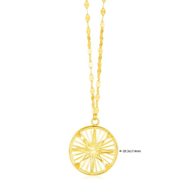 14k Yellow Gold Necklace with Compass Pendant - alternate view 2