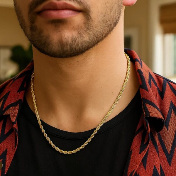 14k Yellow Gold Light Rope Chain (3.7 mm) - alternate view 5