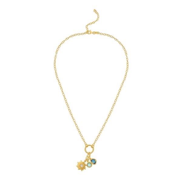 Sterling Silver Gold Plated Sunflower Cubic Zirconia Charm Necklace - alternate view 2