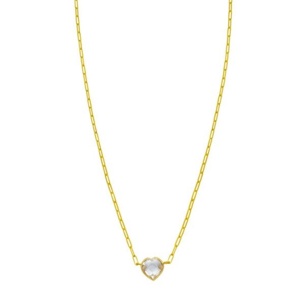 14K Yellow Gold White Topaz Heart Necklace (1.50 mm)