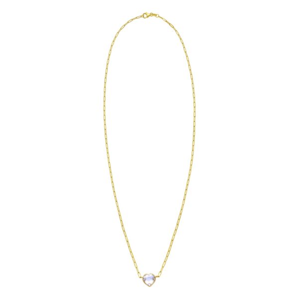 14K Yellow Gold White Topaz Heart Necklace (1.50 mm) - alternate view 2
