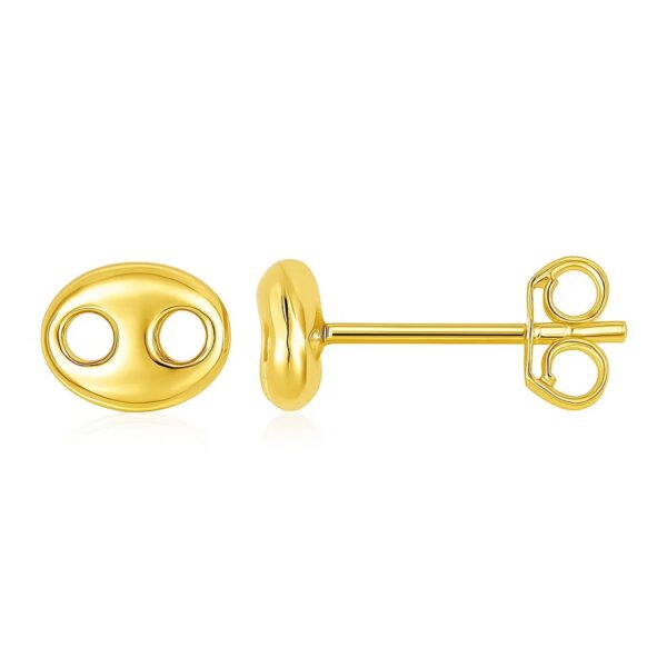 14K Yellow Gold Mariner Link Button Earrings