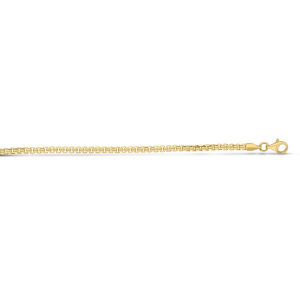 Sterling Silver Yellow Gold Plated Round Box Chain (2.60 mm) - alternate view 2