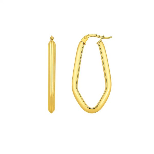 Geometric Oval Hoop Earrings in 10K Yellow Gold