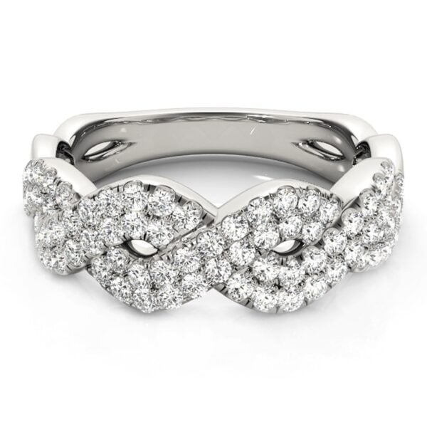 Diamond Studded Interlocking Waves Ring in 14k White Gold (5/8 cttw) - alternate view 2