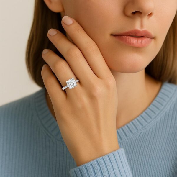 3 Carat Cushion Lab Grown IGI G/VS1 Diamond Solitaire Ring in 14K White Gold - alternate view 5