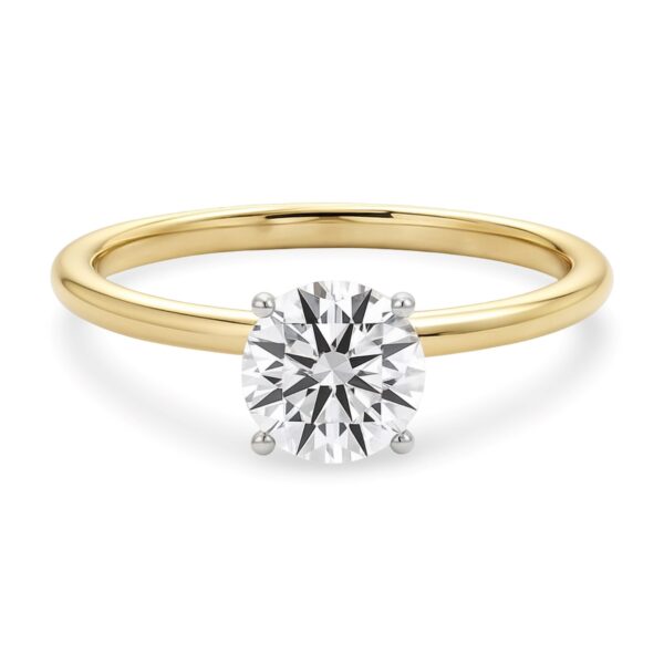 1 Carat Round Lab Grown IGI G/VS1 Diamond Solitaire Ring in 10K Yellow Gold - alternate view 2