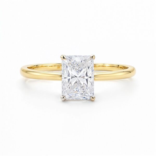 1.50Ct Radiant Lab Grown IGI G/VS1 Diamond Ring in 10K Yellow Gold - alternate view 3