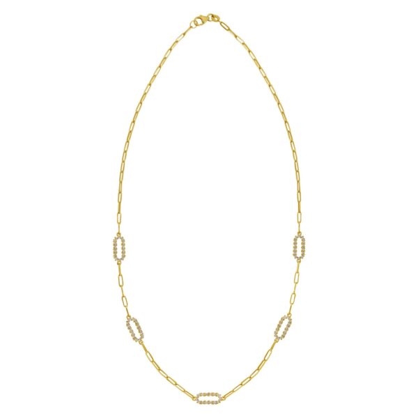 14K Yellow Gold Diamon Oro Paperclip Necklace - alternate view 2