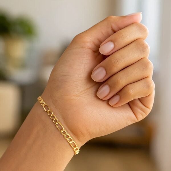 10k Yellow Gold Lite Figaro Bracelet (4.70 mm) - alternate view 3