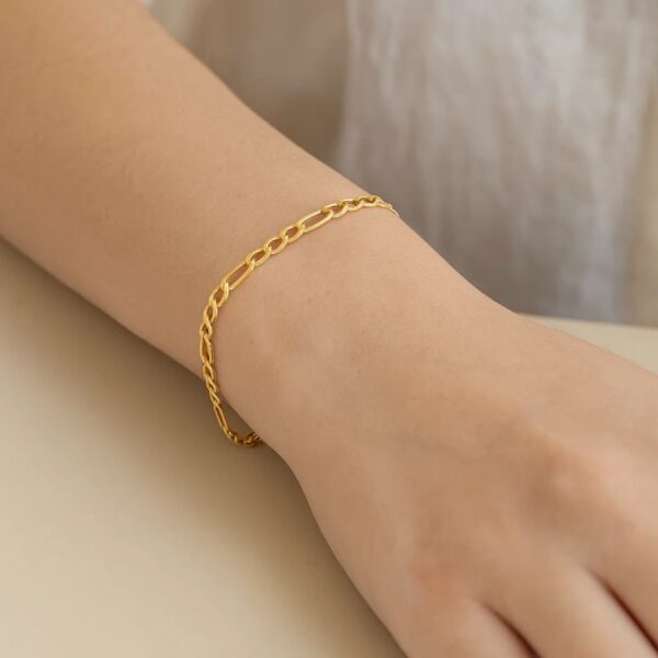 10k Yellow Gold Lite Figaro Bracelet (4.70 mm) - alternate view 4