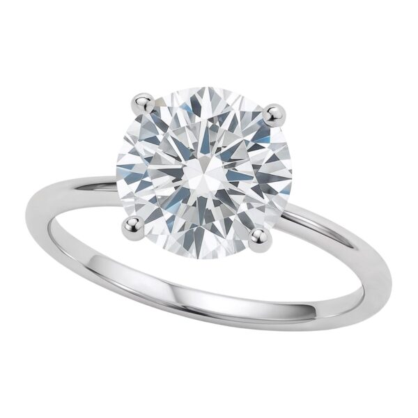 3 Carat Round Lab Grown IGI G/VS1 Diamond Solitaire Ring in 14K White Gold