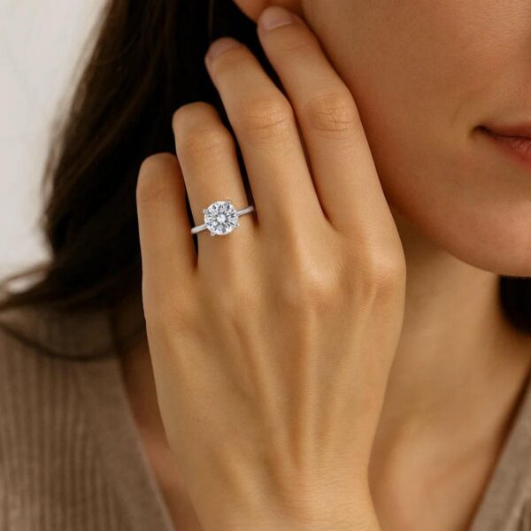 3 Carat Round Lab Grown IGI G/VS1 Diamond Solitaire Ring in 14K White Gold - alternate view 5