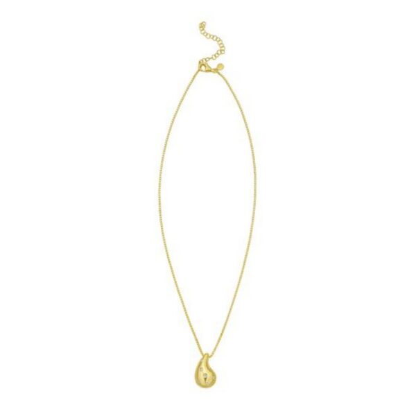 Sterling Silver Gold Plated Puffed Raindrop CZ Necklace - alternate view 2