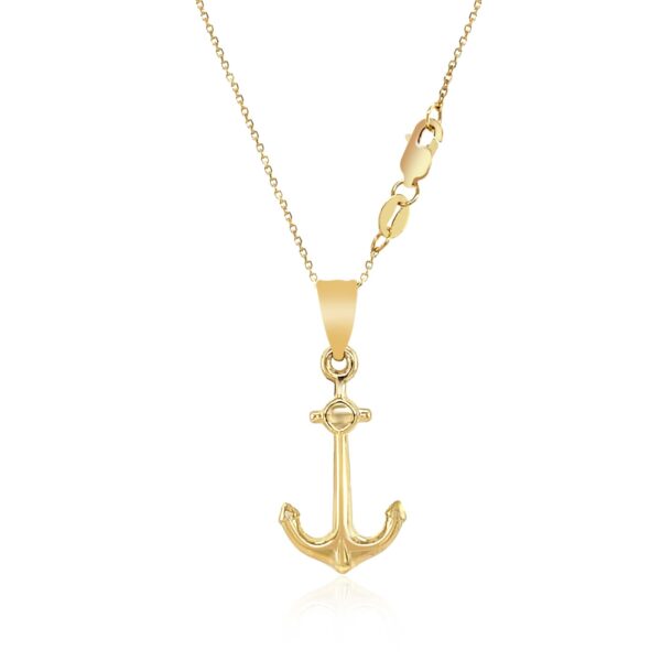 14k Yellow Gold Cable Chain with Anchor Pendant - alternate view 3
