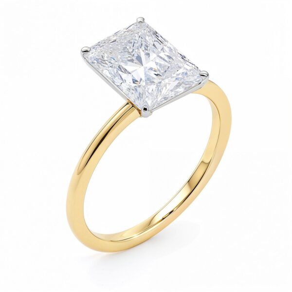 5 Carat Radiant Lab Grown IGI G/VS1 Diamond Solitaire Ring in 14K Yellow Gold - alternate view 2
