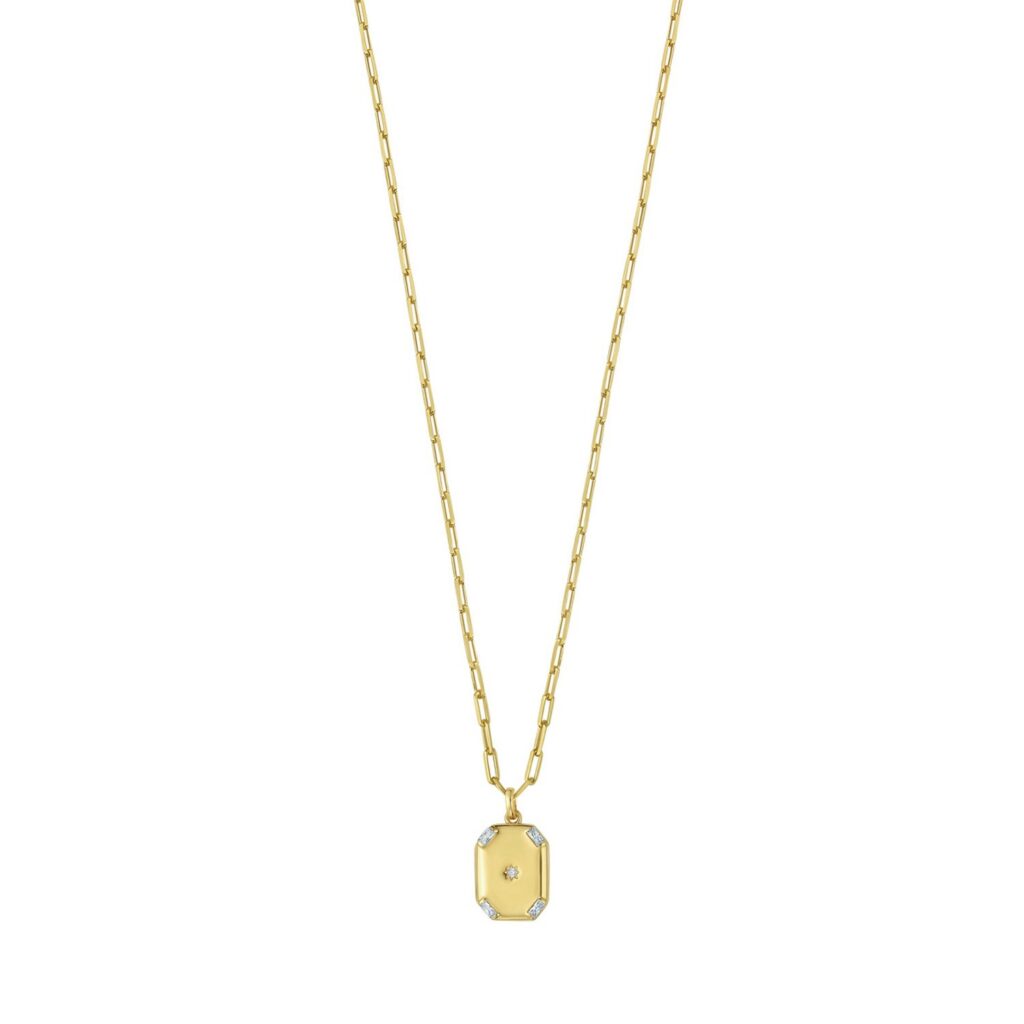 Sterling Silver Gold Plated Cubic Zirconia Octagonal Star Locket Necklace