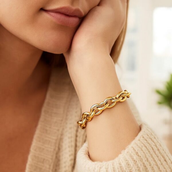 14k Yellow Gold Polished Cable Link Bracelet - alternate view 2