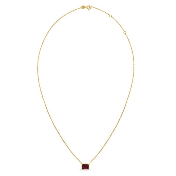 14K Yellow Gold Emerald Cut Garnet Necklace