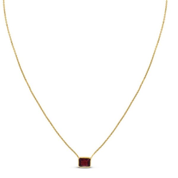 14K Yellow Gold Emerald Cut Garnet Necklace - alternate view 5