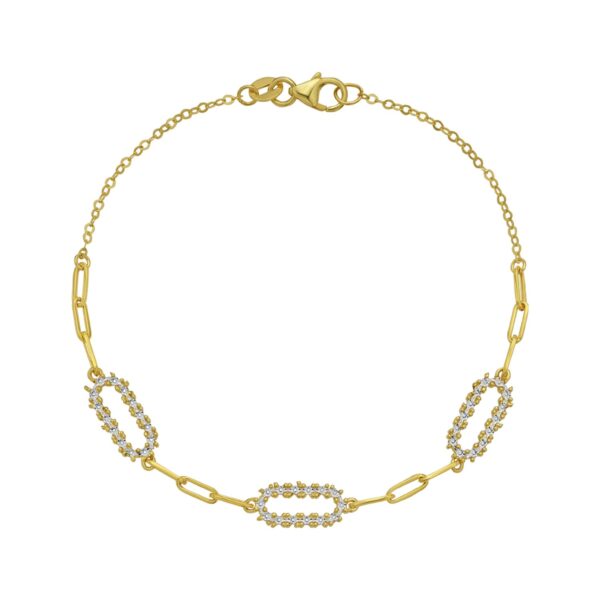 14K Yellow Gold Diamon Oro Paperclip Bracelet