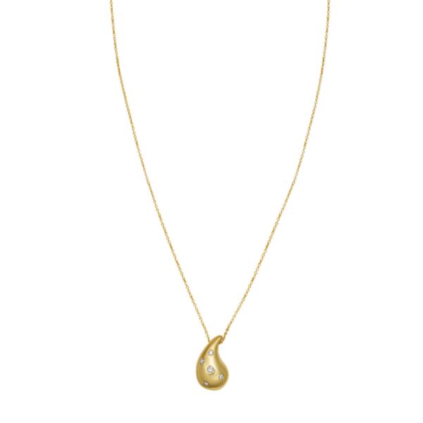 14K Yellow Gold Diamond Raindrop Necklace