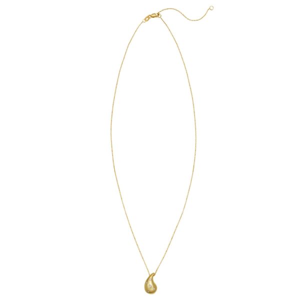 14K Yellow Gold Diamond Raindrop Necklace - alternate view 2