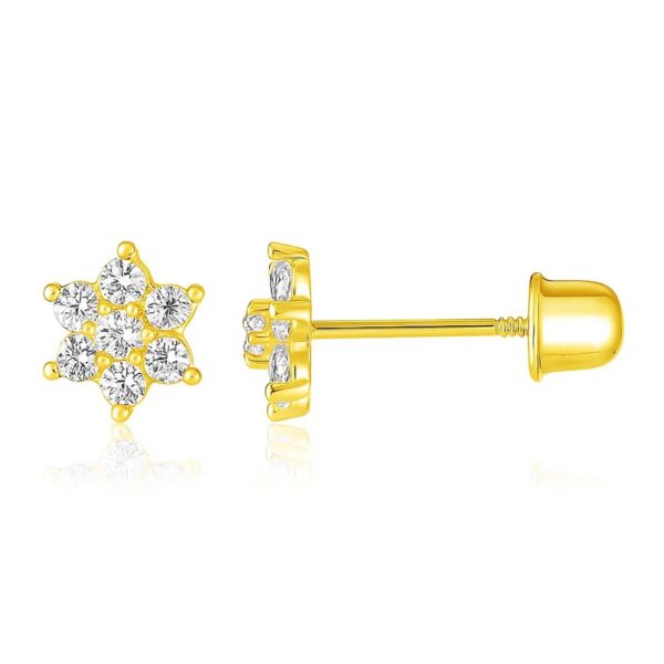 14k Yellow Gold Flower Childrens Earrings(5mm)