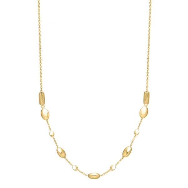 Adjustable Puff Pebble Necklace in 14K Yellow Gold