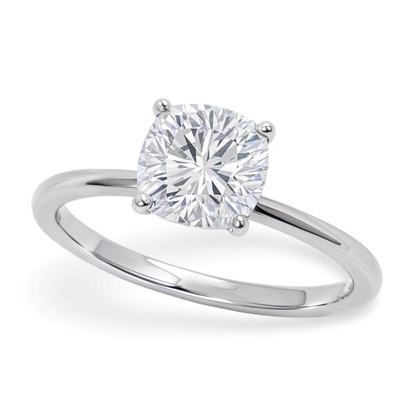 1 1/2 Carat Cushion Lab Grown IGI G/VS1 Diamond Solitaire Ring in 14K White Gold